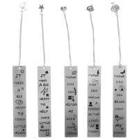 5Pcs Teacher Bookmark Metal Teachers Appreciation Bookmark Thank You Present with Pendants Classic Bookmarks (Silver)