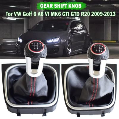 หัวเกียร์เกียร์ธรรมดาแต่งรถลูกบอลมือบีบแบบแมนนวล5 6สปีดสำหรับ VW Golf 6 MK6 GTI GTD R20ปกหนังรองเท้าบูท2009-2013