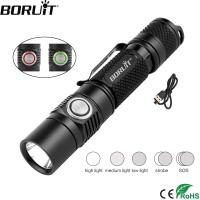 BORUiT ไฟฉายแรงสูง รุ่น BC03 1380LM XP-L2 LED 5-Mode USB Rechargeable 18650