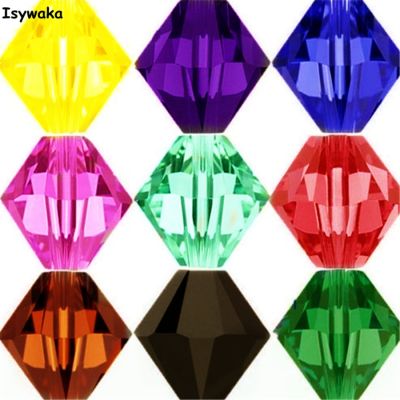 Isywaka Sale U Pick Color 3mm 4mm 6mm 8mm Bicone Austria Crystal Bead charm Glass Bead Loose Spacer Bead for DIY Jewelry Making Headbands