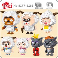 LZ Smart Sheep Stupid Wolf Cartoon Animal Character Monster Pet 7PCS Mini Diamond Blocks Bricks Building Toy for Children no Box