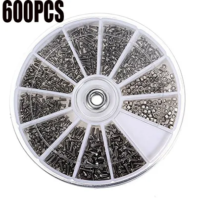 600/1000 Pcs 12 Kinds of Small Stainless Steel Screws Electronics Nuts Assortment for Home Tool Kit
