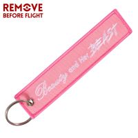 Motorcycle Keychain Jewelry Embroidery Beauty and Her Beast Car Key Ring Chain for Women Gifts Luggage Tags Pink Key Chians Key Chains