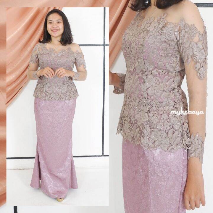 Setelan Kebaya Sabrina Brokat Modern Rok Duyung Jaguad Modern Kebaya