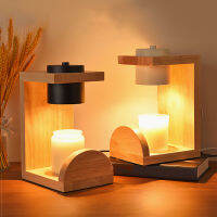 Candle Warmer Lantern with Dimmer Switch Glass Metal Wood Candle Melter Lamp for Bedroom Orname