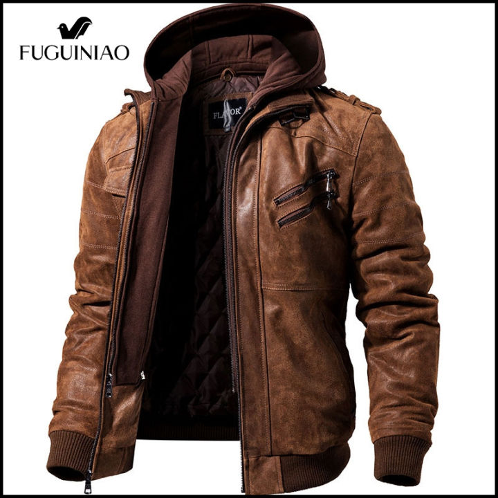 fuguiniao-แจ็กเก็ตหนังโอเวอร์ไซส์สำหรับผู้ชาย-เสื้อโค้ทกันหนาวถอดออกได้เสื้อโค้ทผู้ชายแจ็คเก็ตหนังแท้อบอุ่น