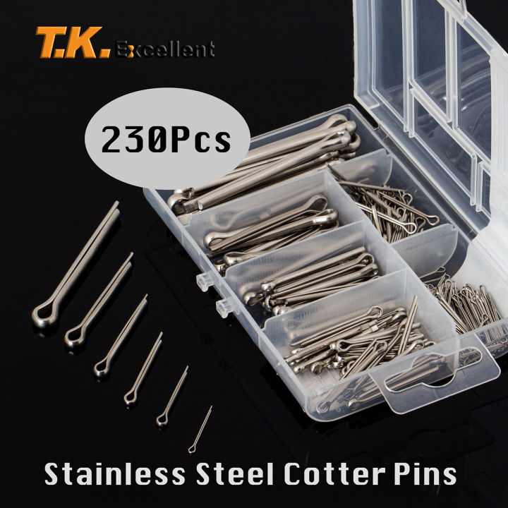 230 Pcs Stainless Steel Split Pin Assortment Kit M1 M2 M25 M3 M4 M5 Cotter Pins Set Tractor Pin 