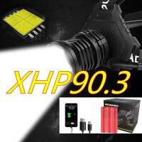 ไฟหน้าไฟสูง XHP90.3 LED 600000 LM ไฟฉายคาดศีรษะ36W Usb ไฟเหนือศีรษะแบบชาร์จได้ XHP70.2สามารถซูมได้18650หลอดไฟหน้าสำหรับจักรยาน