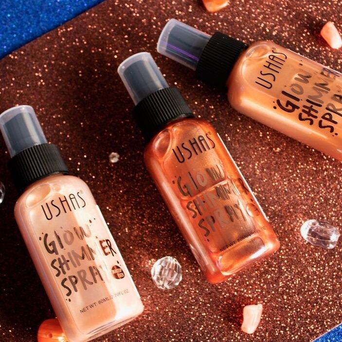 USHAS Glow Diamond Shimmer Primer Body Face Spray Body Glitter Shimmer