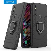 Yune สำหรับ VIVO V17 V19 VIVO V15 V15 Pro VIVO v11 v11 Pro v11i VIVO V9 V5 กรณี,ซิลิโคน TPU และฮาร์ดพีซีหรูหราเกราะกันกระแทกโลหะผู้ถือแหวนปกโทรศัพท์ปลอก