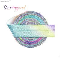 ☢﹍■ BRISTLEGRASS 2 5 10 Yard 3/4 20mm Pastel Rainbow Print Fold Over Elastic FOE Spandex Satin Band Tape Hair Tie Dress Sewing Trim