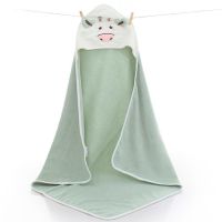 Baby Hooded Bath Towel Cape Cartoon Cow Shaped Bathrobe Wrap Cloak Poncho for Kids Children Toddlers