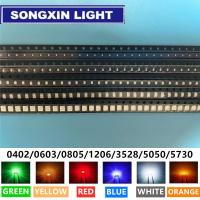 0402 0603 0805 1206 3528 5050 5730 3020 3014 4014 LED แบบ SMD สีแดงสีเหลืองสีเขียวสีขาวสีฟ้าสีส้มไดโอดเปล่งแสง100ชิ้น/ล็อต