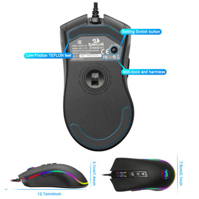 Redragon COBRA FPS USB Gaming Mouse Wired RGB Backlight 24000 DPI 9 Buttons Programmable Optics Mice For Computer Gamer M711-FPS