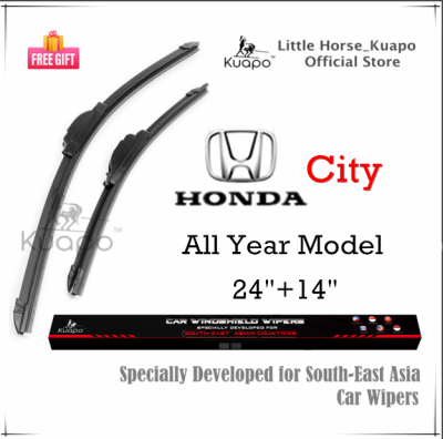 Kuapo ใบปัดน้ำฝน ฮอนด้า ซิตี้ Honda City All Year Model ที่ปัดน้ำฝน กระจก ด้านหน้า รถยนต์ 2 ชิ้น (พิเศษสำหรับเอเชียตะวันออกเฉียงใต้) ฮอนด้าซิตี้