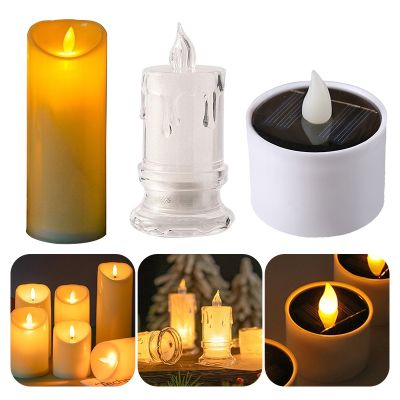 6/12pcs Flameless LED Candles Fake Flickering Tea Lights Outdoor Garden Battery Candles Light Romantic Wedding Party Decor