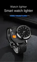 Mens Quartz Watch USB Cigarette Lighter Rechargeable Replacement Tungsten Wire High Quality Gift Mens Clock Outdoor Sports Wat