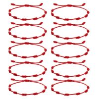 10Pcs Fashion Handmade 7 Knots Red String Bracelet for Protection Lucky Amulet and Friendship Braid Rope Wristband Jewelry Gifts