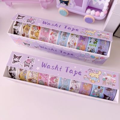 ☼卐ↂ ganzha3965 สติกเกอร์เทปวาชิ ลายตัวละคร Sanrio น่ารัก DIY สําหรับตกแต่งสมุดโน้ต 10 ม้วน