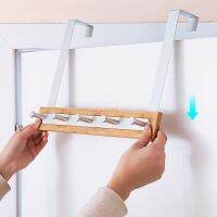 Yooap Durable Bamboo Door Hook Hangner Rack Clothes for Towel Pants Coat 25x41 cm Home Storage Organizer Kitchen 5 Hooks Bearing