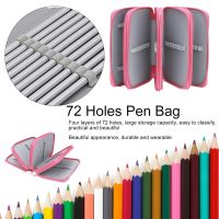 【COD】Square Four-layer 72 Holes Sketch Art Drawing Pencil Case Organizer Pure Color Pen Bag