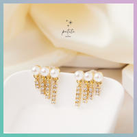 [petite by PRAKYRE] Linn with Diamond and Pearl  Earring - ต่างหูระย้าแต่งด้วยเพชรปละมุก หรูหรา ใส่ออกงานได้