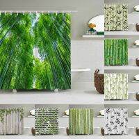 Green Bamboo Panda Shower Curtain Chinese Style Nature Landscape Plant Garden Scenery Waterproof Bathroom Curtain Sc