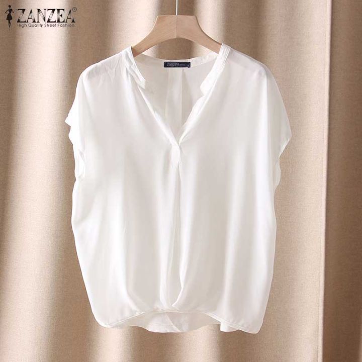 สินค้ามาใหม่-จัดส่งฟรี-fancystyle-zanzea-เสื้อคอวีแขนหมวกเเบนแฟชั่นผู้หญิงเสื้อยืดลำลองหลวมเสื้อสตรีแบบจีบ-3