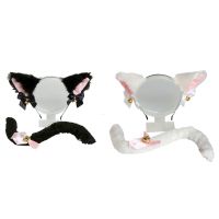 Cartoon Fox Ears Shape Hairband with Bell Decor Cosplay Animals Tail Accessories for Women Girls Kid Party Headband