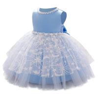 0 to 6 Years Old Lace Blue Birthday Girls Dress 2022 New Child Vest Skirt Girl Baby Princess Vestido Kids Clothes OGF224457