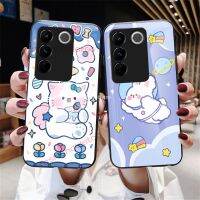 สำหรับ Vivo V27 E V27e V 27e VivoV27 VivoV27E 27pro VivoV27pro กระจกเทมเปอร์เคสโทรศัพท์ขอบ TPU แฟชั่นแบบอ่อนแข็งกันแรงกระแทกฝาหลัง