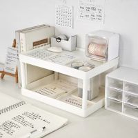 INS desktop stationery storage rack Minimalist style student desk bedroom double layer organizing shelf