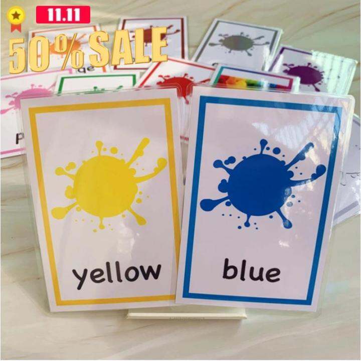 12Pcs Color Baby Flash Cards For Toddlers Learning English Words