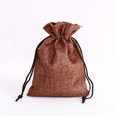 5pcs Natural Jute Burlap Linen Drawstring Gift Bags Christmas Halloween Wedding Birthday Party Candy Box Chocolate Wrapping Bags