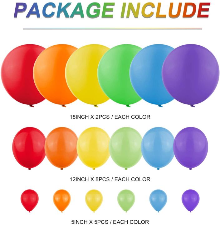 happy birthday decoration set Rainbow Balloons Garland Kit 90Pcs Mixed ...