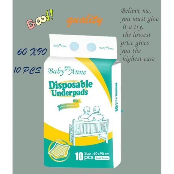 10pc adult disposable pads Economy Adult Urinary Incontinence Disposable Bed pee Underpads 60x90