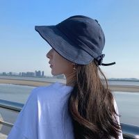 ☬▦ Spring Summer New Women Bucket Hat Solid Color Bows Adjustable Cotton Outdoor Sun Hats Sports Beach Foldable Panama Caps Ladies