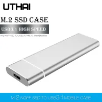 UTHAI เคส USB3.1 Type C เพื่อ M.2ฮาร์ดดิสก์ SSD (NGFF) M2กับ USBC กล่องฮาร์ดดิสก์แบบพกพา HDD สำหรับ2230/2242/2260/2280 M2พร้อมสายเคเบิล T24