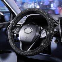 Black Rhinestones Steering Wheel Cover For Women Bling Crystal Fits 14 1/2-15 Inch Car Accessories Interior Parts Auto Products Steering Wheels Access