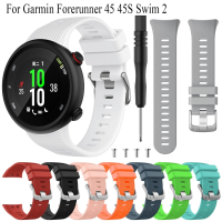 สายนาฬิกาข้อมือซิลิโคนอัจฉริยะสำหรับ Garmin Forerunner 45 45S,สายรัดข้อมือกีฬาพร้อมเครื่องมืออุปกรณ์เสริมสำหรับสายรัดข้อมือ Garmin ว่ายน้ำ2