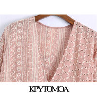 KPYTOMOA Women 2021 Fashion Hollow Out Embroidery Patchwork Loose Blouses Vintage Long Sleeve Side Vents Female Shirts Chic Tops