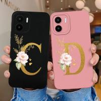 เคสที่สง่างามสำหรับ Xiaomi Redmi A1 A1Plus A2 A2Plus ลายดอกกุหลาบกลิตเตอร์มี26ตัวอักษรด้านหลังเป็นซิลิโคนนิ่มใส่สบายเคสสำหรับ Redmi โทรศัพท์1 A1 + บวก2 A2 + พร้อมเคสกันกระแทกสำหรับเพื่อนคู่รัก