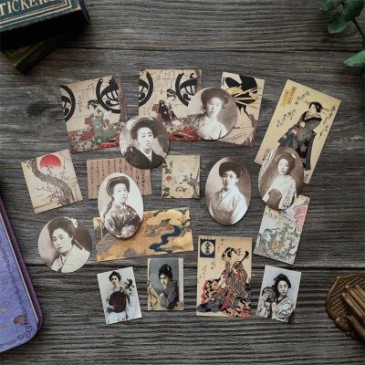 19pcs Retro Edo Period Girl Character Stickers Junk Journal Planner Vintage Lady Stickers Collage Japanese Scrapbooking Material