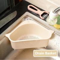 ANPRO Filter Vegetable Filter Multifunctional Kitchen Sink Corner Filter Rack Plastic Drain Basin Corner Filter Triangular Fruit and Vegetable Drain B