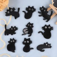 Cartoon Black Cat Badge Patches for Clothing Logo Accessories Decorative Patch Stickers DIY Embroidered Applications for Sewing Haberdashery