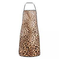 Unisex Leopard Pattern Fabric Texture Print Kitchen Chef Cooking Baking Apron Women Men Tablier Cuisine for Gardening