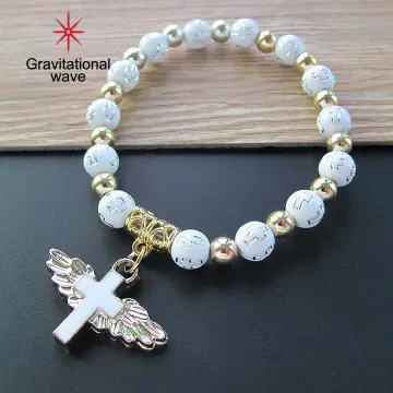 Pearl Cross Angel Rosary Bracelet Catholic Rosary Hand Dress Accessory For  Baby Shower Wedding Boy And Girl Gift Church Event Decor | Fruugo KR