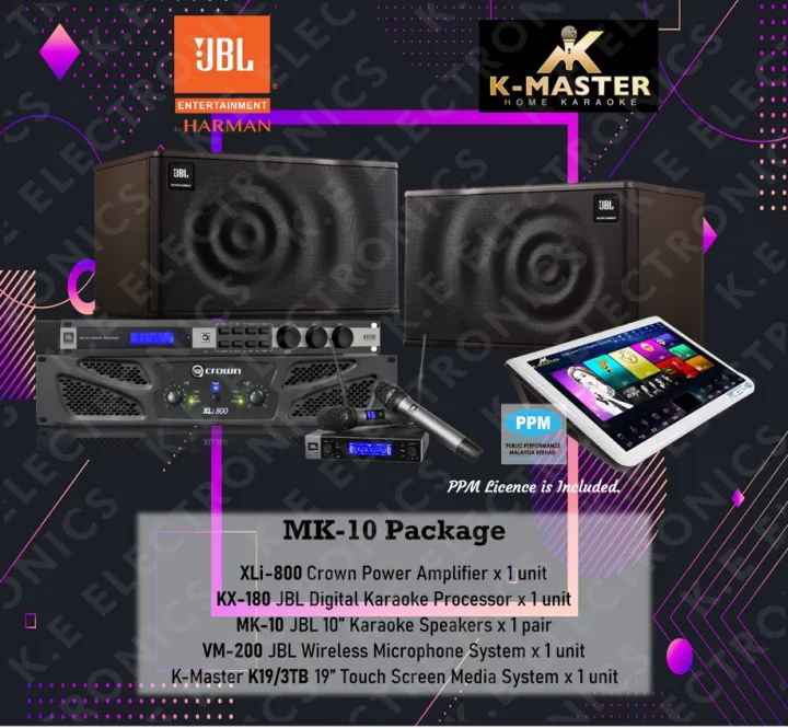 MK10 Karaoke Package Include JBL MK10 10" inch Karaoke Speaker, JBL