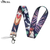 Mononoke Hime Lanyard พวงกุญแจการ์ตูนพิมพ์สายรัดริบบิ้นสำหรับ ID Card Gym Pass เจ้าหญิง Mononoke พวงกุญแจเด็กของขวัญ-Huidkeir