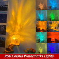 RGB ไฟกลางคืนสร้างบรรยากาศรูปแบบการหมุนของน้ำโคมไฟตั้งโต๊ะโคมไฟฉายแสดง LED สร้างสรรค์เปลวไฟแบบไดนามิก Decora หลอดไฟสำหรับห้องนอน
